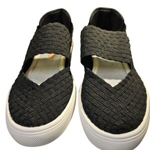 Bernie Mev Spark Sydney Black Woven Rhinestone Platform Sneakers Vegan Sz 38 7.5